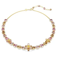 Idyllia necklace, Mixed cuts, Flower, Multicoloured, Gold-tone plated by SWAROVSKI