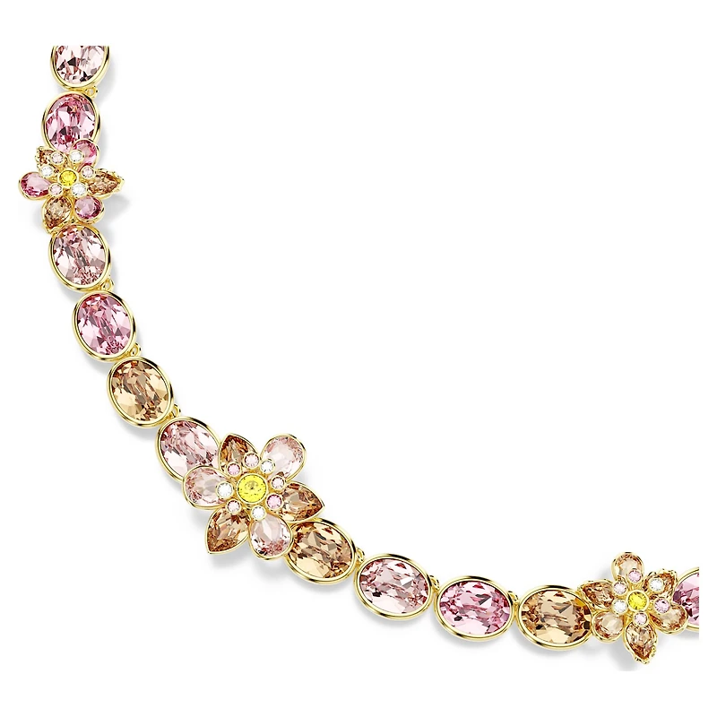 Idyllia necklace, Mixed cuts, Flower, Multicoloured, 18K gold finish