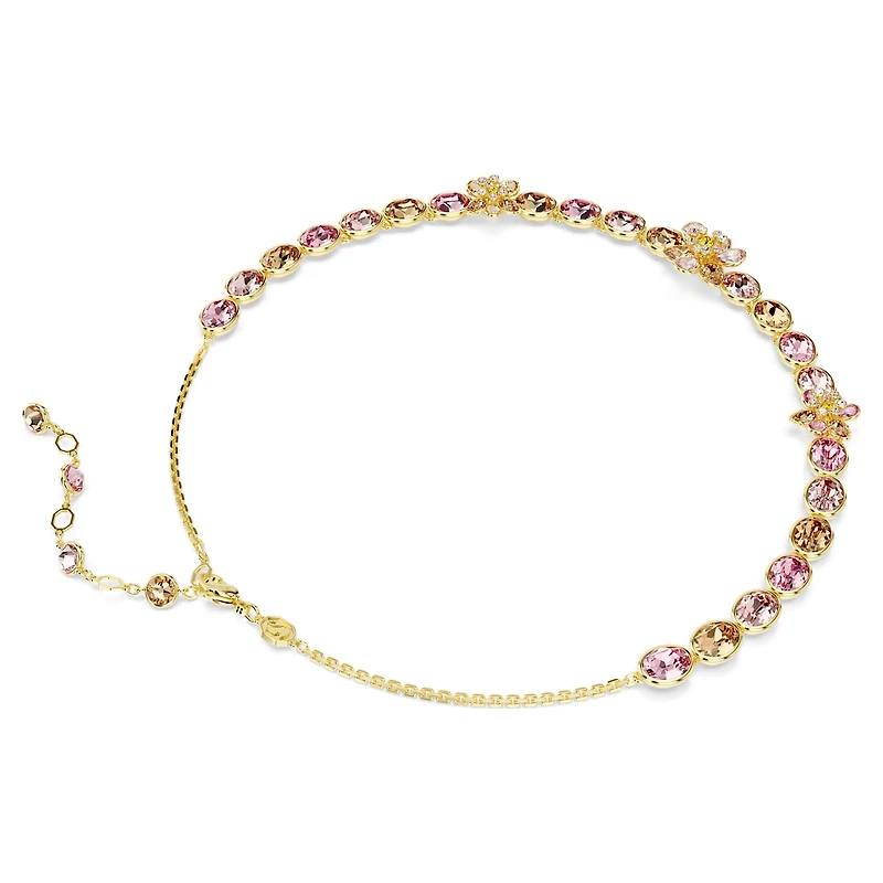 Idyllia necklace, Mixed cuts, Flower, Multicoloured, 18K gold finish