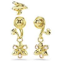 Idyllia earrings, Set (3), Mixed cuts, Flower, Multicoloured, 18K gold finish