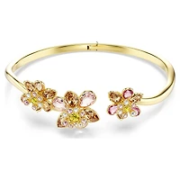 Idyllia bangle, Mixed cuts, Flower, Multicolored, Gold-tone plated by SWAROVSKI