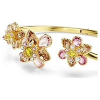 Idyllia bangle, Mixed cuts, Flower, Multicoloured, 18K gold finish
