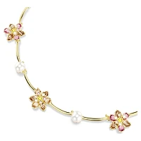 Idyllia necklace, Crystal pearl, Mixed cuts, Flower, Multicoloured, 18K gold finish