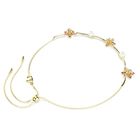 Idyllia necklace, Crystal pearl, Mixed cuts, Flower, Multicoloured, 18K gold finish
