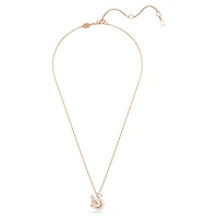 Swan pendant, Mixed cuts, Swan, Pink, 18K rose gold finish