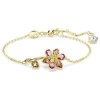 Idyllia bracelet, Mixed cuts, Flower, Multicoloured, 18K gold finish