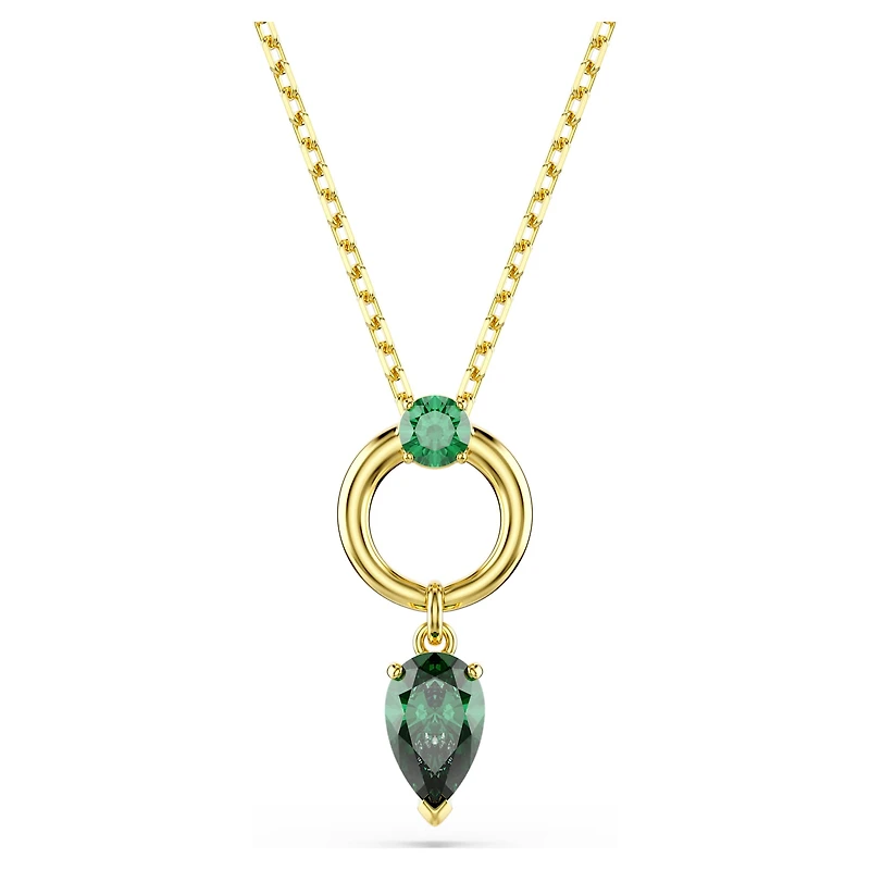 Mesmera pendant, Mixed cuts, Green, 18K gold finish