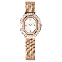 Matrix octagon watch, Metal bracelet, Rose gold tone, Rose gold-tone finish by SWAROVSKI