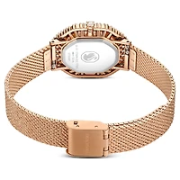 Matrix octagon watch, Metal bracelet, Rose gold tone, Rose gold-tone finish by SWAROVSKI