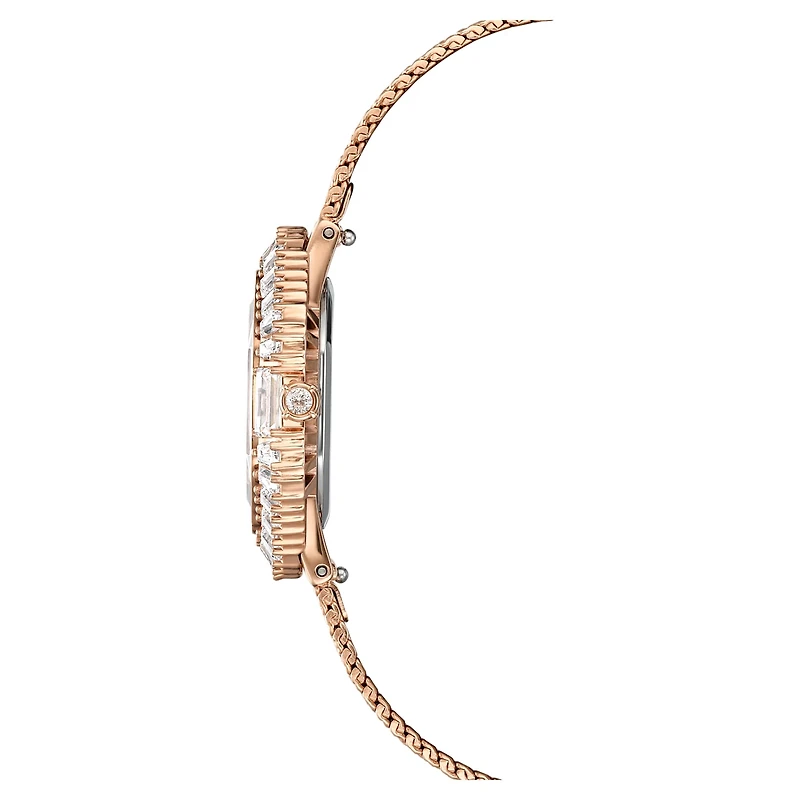 Matrix octagon watch, Metal bracelet, Rose gold tone, Rose gold-tone finish by SWAROVSKI