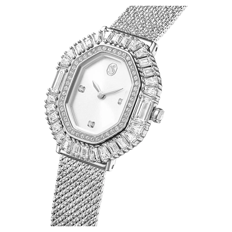 Matrix octagon watch, Metal bracelet, Silver tone, Stainless steel by SWAROVSKI
