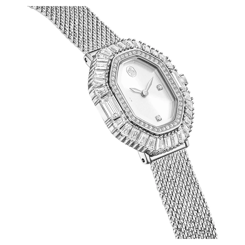 Matrix octagon watch, Metal bracelet, Silver tone, Stainless steel by SWAROVSKI