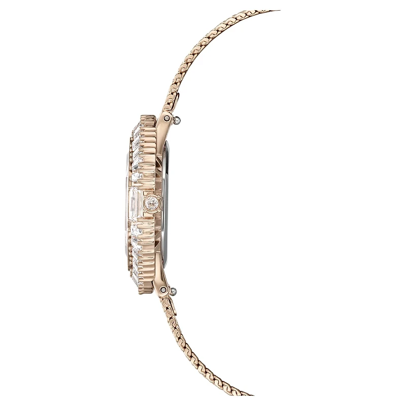 Matrix octagon watch, Metal bracelet, Gold tone, Champagne gold-tone finish by SWAROVSKI