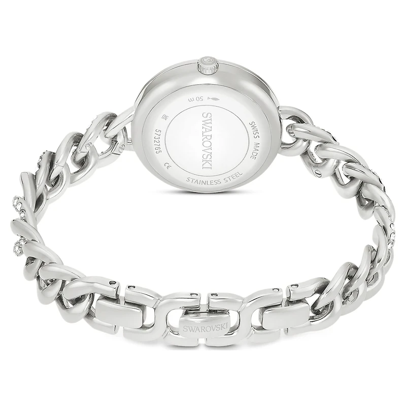 Cocktail round watch, Metal bracelet, Silver tone, Stainless steel by SWAROVSKI