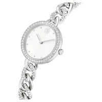 Cocktail round watch, Metal bracelet, Silver Tone, Stainless steel by SWAROVSKI