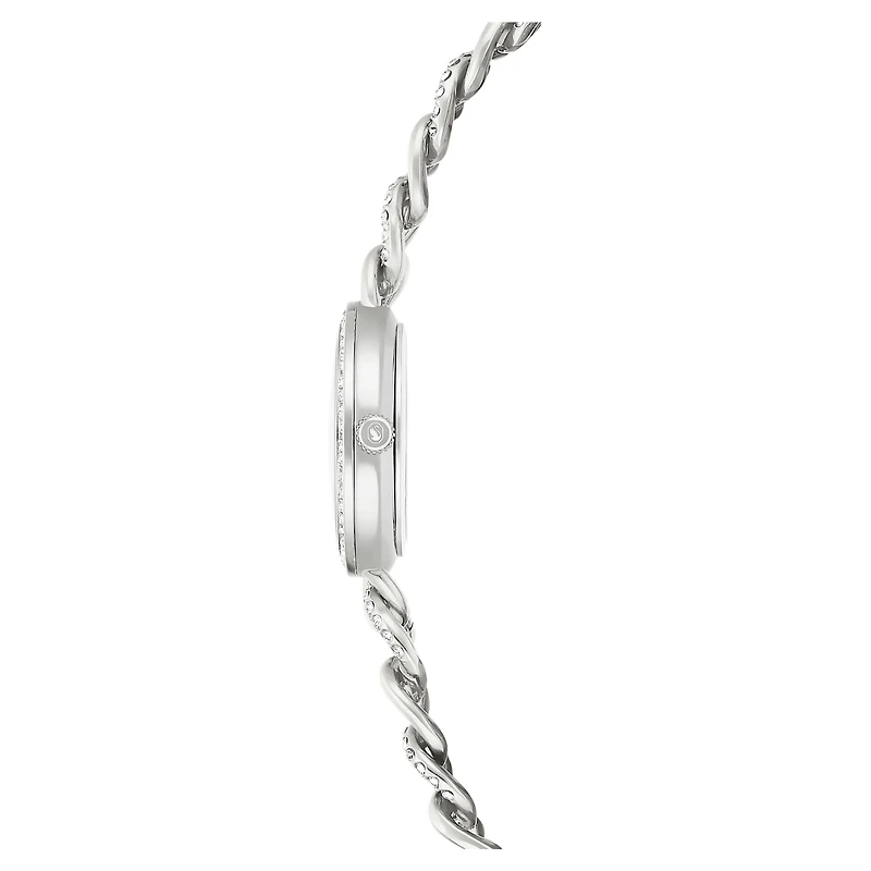 Cocktail round watch, Metal bracelet, Silver tone, Stainless steel by SWAROVSKI