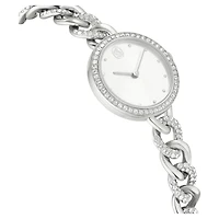 Cocktail round watch, Metal bracelet, Silver Tone, Stainless steel by SWAROVSKI
