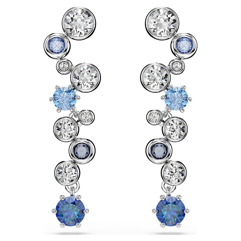 Constella drop earrings, Mixed cuts, Blue, Rhodium plated by SWAROVSKI