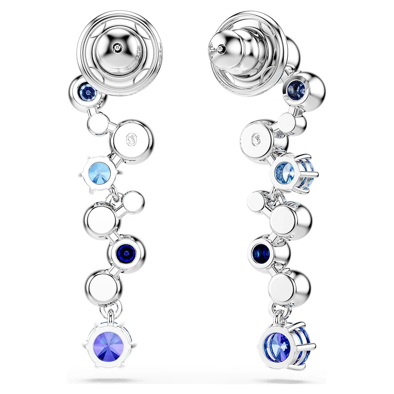 Constella drop earrings, Mixed cuts, Blue, Rhodium plated by SWAROVSKI