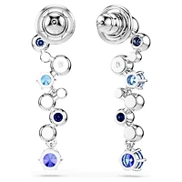 Constella drop earrings, Mixed cuts, Blue, Rhodium plated by SWAROVSKI