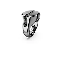 Dextera ring, Octagon shape, Round cut, Black, Ruthenium plated by SWAROVSKI