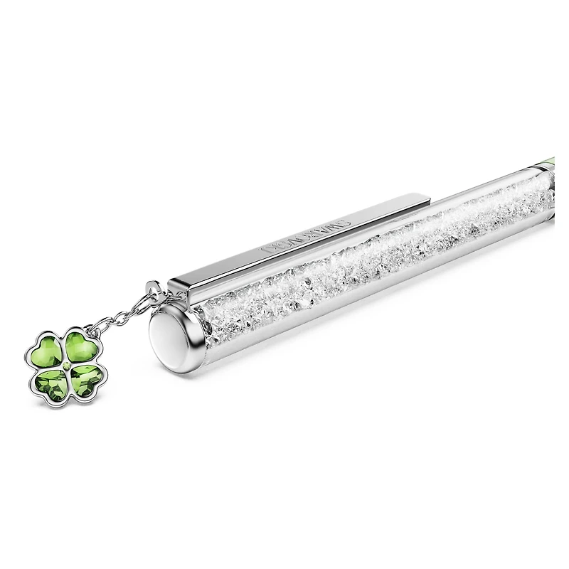 Crystalline ballpoint pen, Clover, Green, Green lacquered, chrome plated by SWAROVSKI