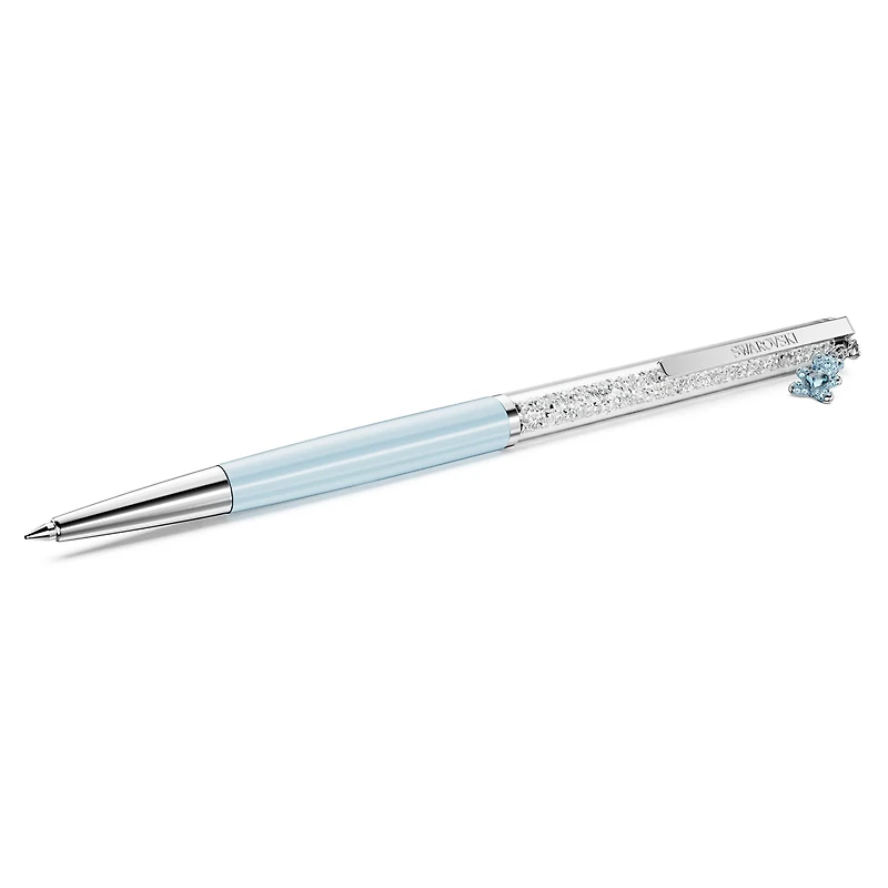 Crystalline ballpoint pen, Teddy, Blue, Blue lacquered, Chrome plated by SWAROVSKI