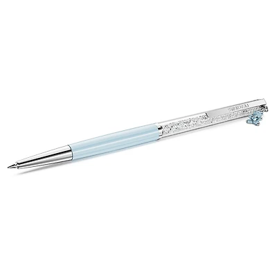 Crystalline ballpoint pen, Teddy, Blue, Blue lacquered, Chrome plated