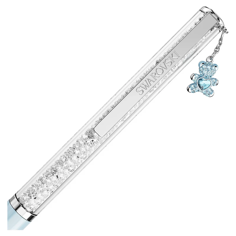 Crystalline ballpoint pen, Teddy, Blue, Blue lacquered, Chrome plated by SWAROVSKI