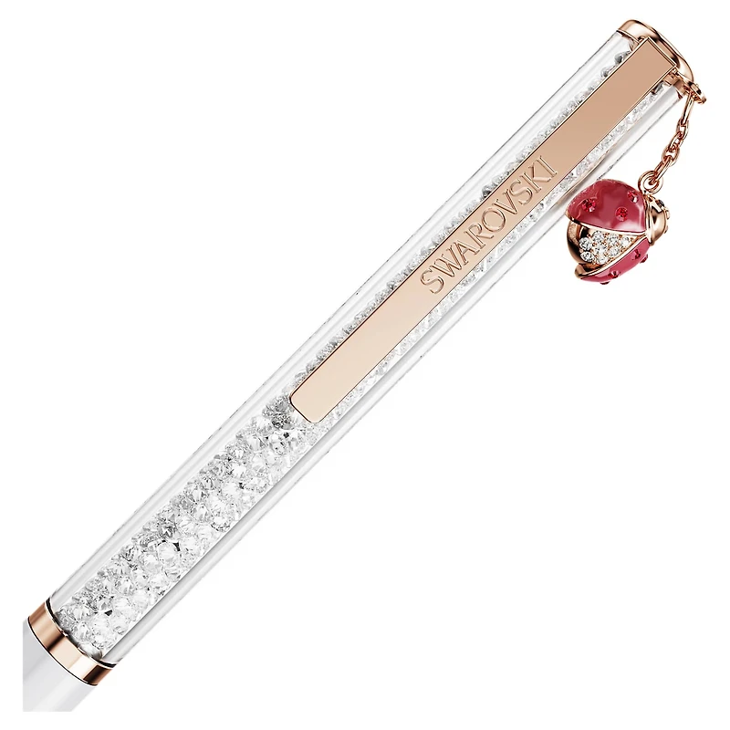Crystalline ballpoint pen, Ladybird, White, Red lacquered, rose gold-tone plated by SWAROVSKI