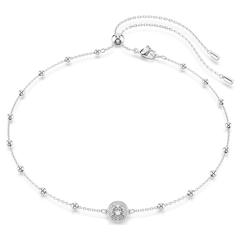Una Angelic pendant, Round cut, Double sided motifs, White, Rhodium plated by SWAROVSKI