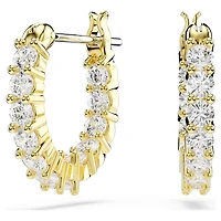 Matrix Vittore hoop earrings, Round cut, White, 18K gold finish