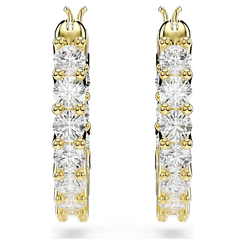 Matrix Vittore hoop earrings, Round cut, White, 18K gold finish