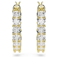 Matrix Vittore hoop earrings, Round cut, White, 18K gold finish