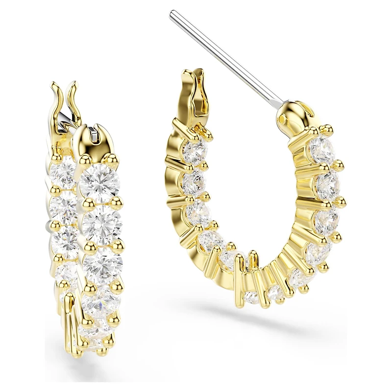 Matrix Vittore hoop earrings, Round cut, White, 18K gold finish