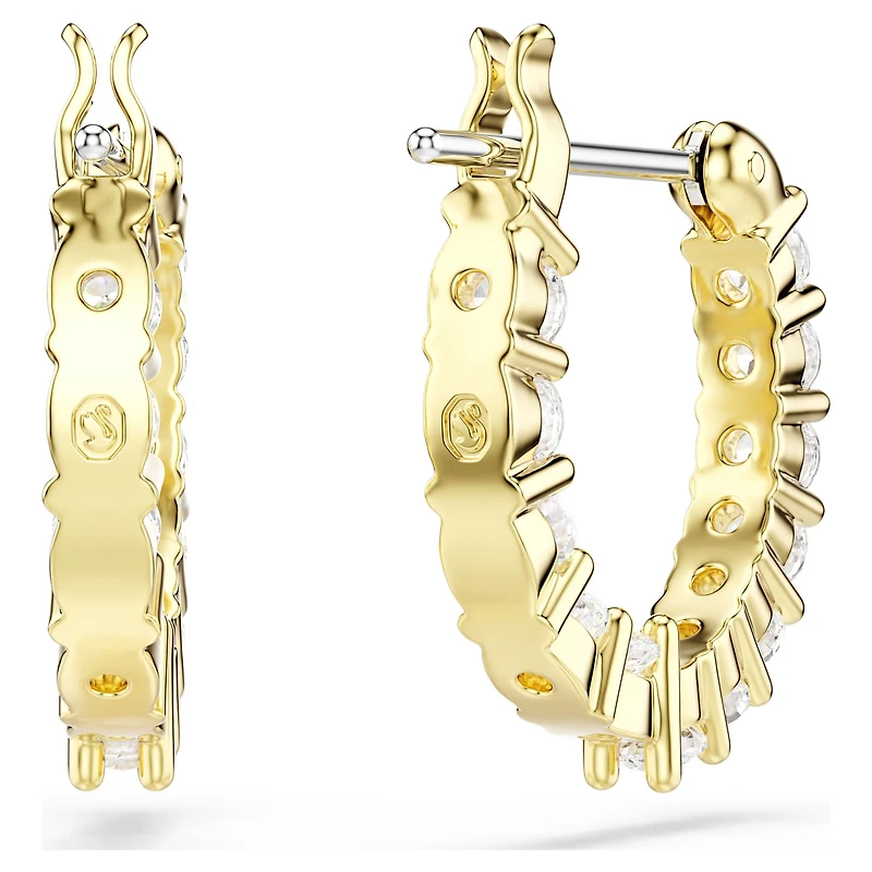 Matrix Vittore hoop earrings, Round cut, White, 18K gold finish