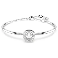 Dextera bangle, Round cut, White, Rhodium plated by SWAROVSKI