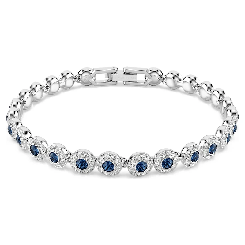 Una Angelic bracelet, Round cut, Blue, Rhodium plated by SWAROVSKI