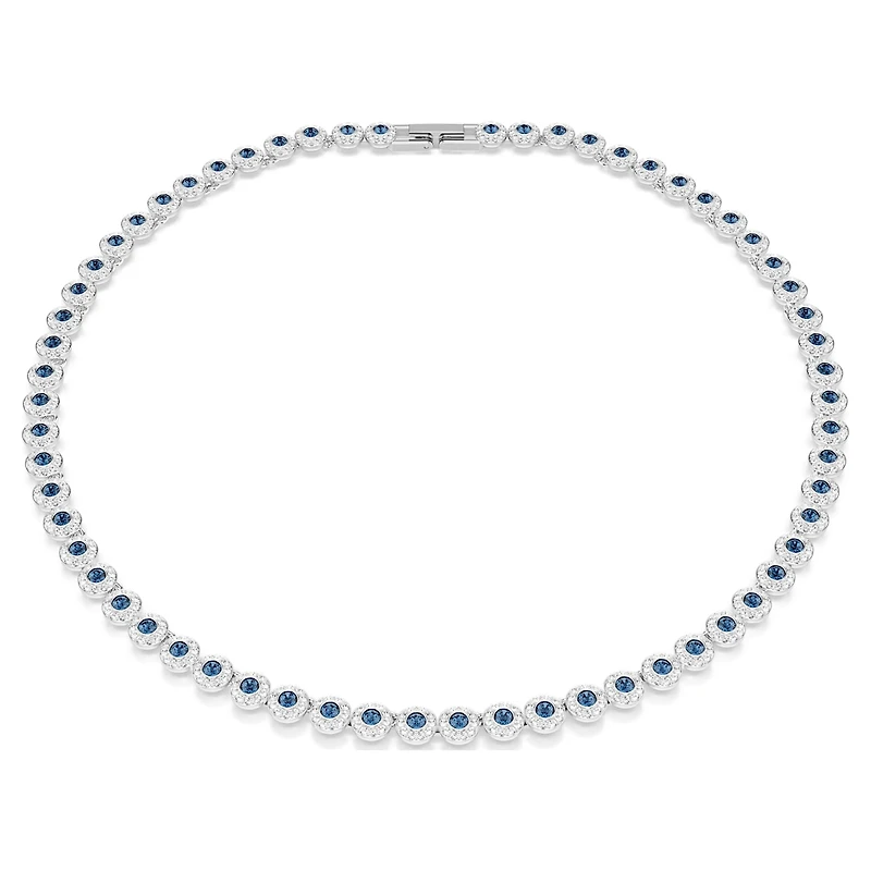 Una Angelic necklace, Round cut, Blue, Rhodium plated by SWAROVSKI