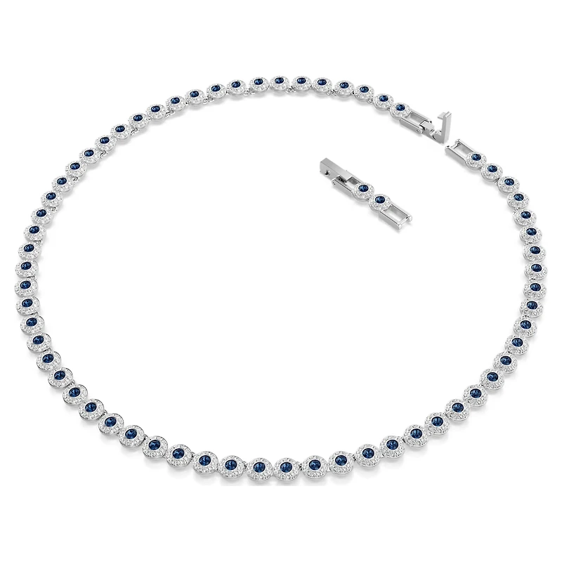 Una Angelic necklace, Round cut, Blue, Rhodium plated by SWAROVSKI