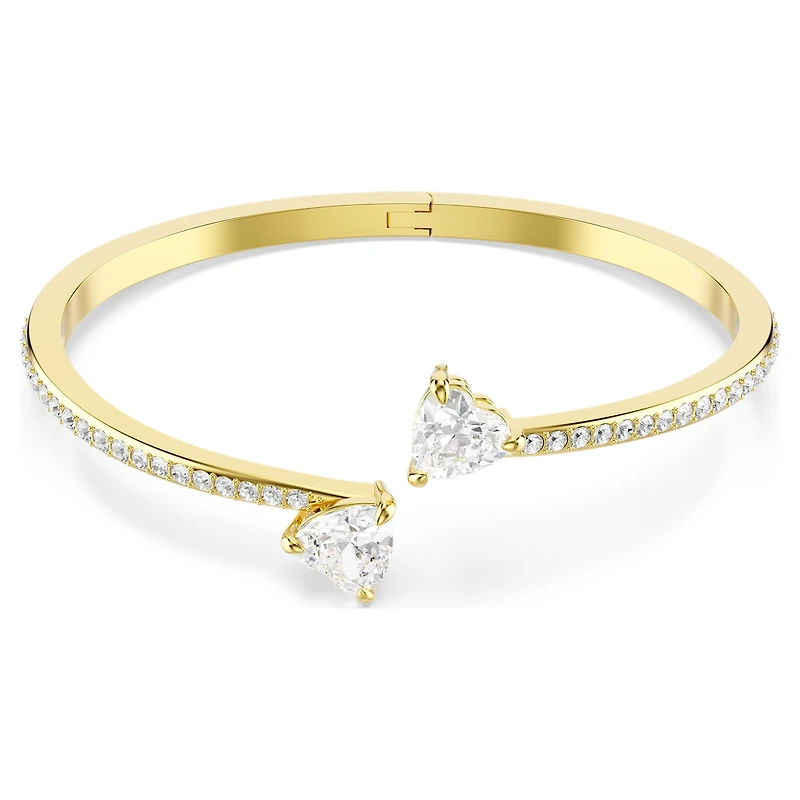 Mesmera bangle, Heart, White, 18K gold finish