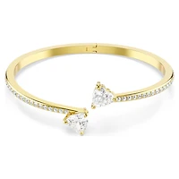 Mesmera bangle, Heart, White, 18K gold finish