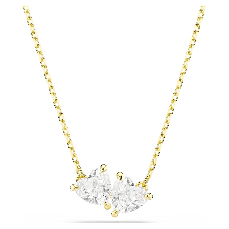 Mesmera necklace, Heart, White, 18K gold finish