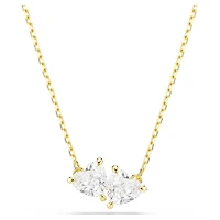 Mesmera necklace, Heart, White, 18K gold finish