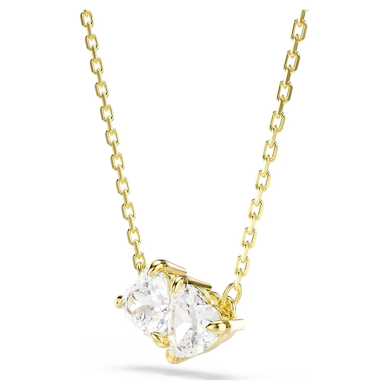 Mesmera necklace, Heart, White, 18K gold finish