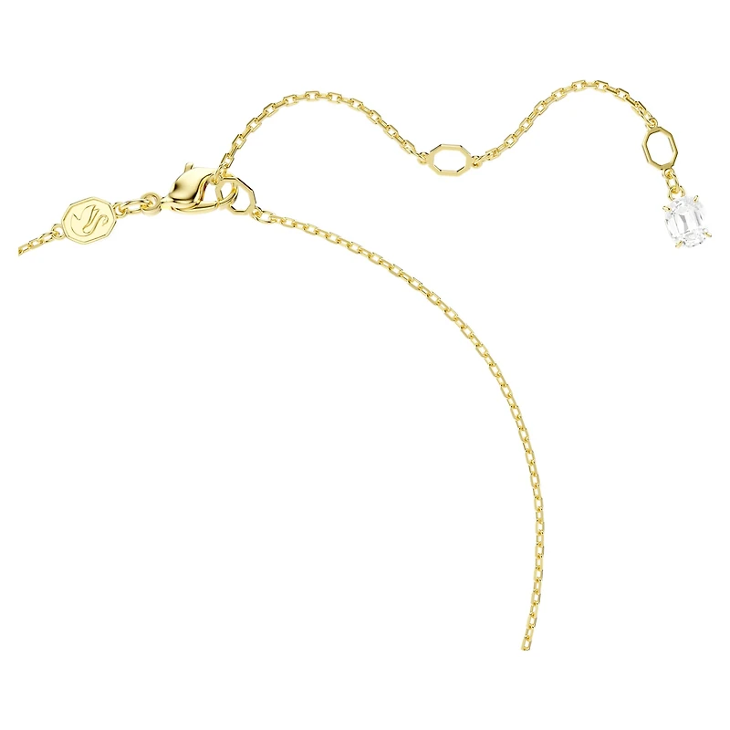 Mesmera necklace, Heart, White, 18K gold finish