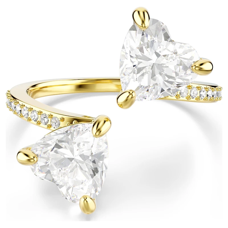 Mesmera open ring, Heart cut, Pavé, White, 18K gold finish