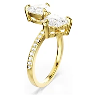 Mesmera open ring, Heart cut, Pavé, White, 18K gold finish