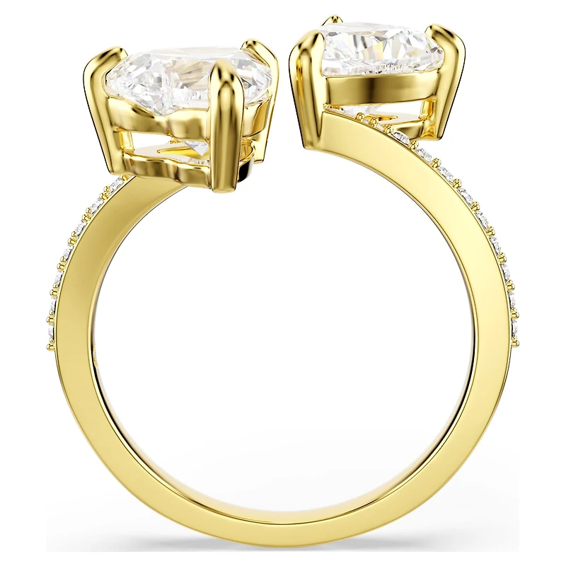 Mesmera open ring, Heart cut, Pavé, White, 18K gold finish