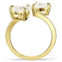 Mesmera open ring, Heart cut, Pavé, White, 18K gold finish